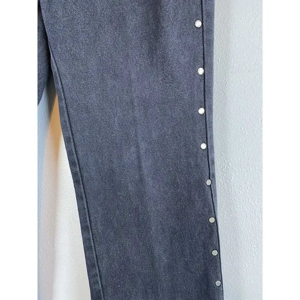 Michael Kors Black Sz 6 Silver Grommet Denim Slight Flare Jeans